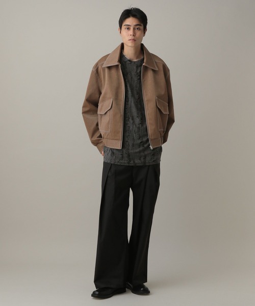 LAND MUSEUM(ランドミュージアム)の「LAND MUSEUM/ステッチレザーブルゾン(ブルゾン・メンズ・ブラック/ブラウン・MEDIUM/LARGE)」の3枚目の写真