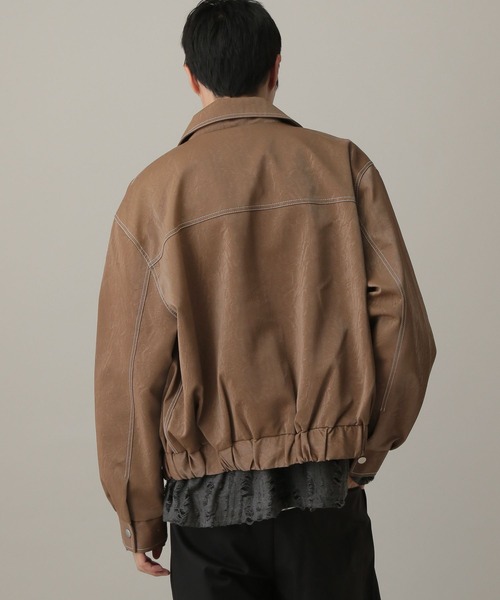 LAND MUSEUM(ランドミュージアム)の「LAND MUSEUM/ステッチレザーブルゾン(ブルゾン・メンズ・ブラック/ブラウン・MEDIUM/LARGE)」の9枚目の写真