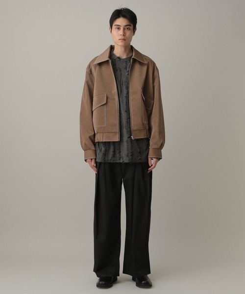 LAND MUSEUM(ランドミュージアム)の「LAND MUSEUM/ステッチレザーブルゾン(ブルゾン・メンズ・ブラック/ブラウン・MEDIUM/LARGE)」の10枚目の写真