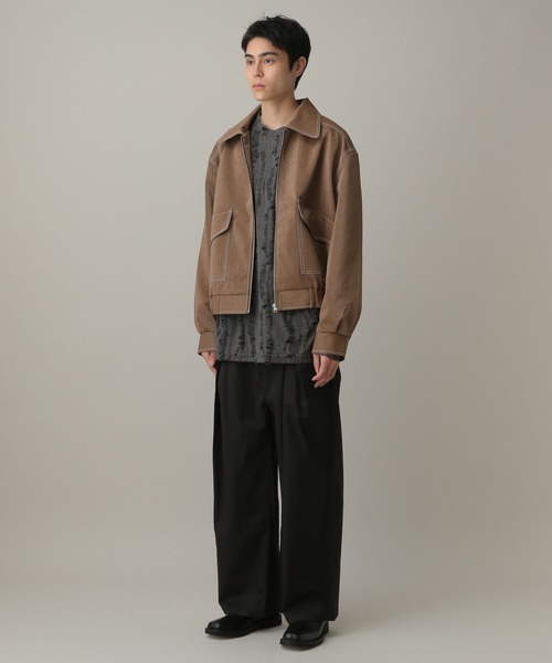 LAND MUSEUM(ランドミュージアム)の「LAND MUSEUM/ステッチレザーブルゾン(ブルゾン・メンズ・ブラック/ブラウン・MEDIUM/LARGE)」の11枚目の写真