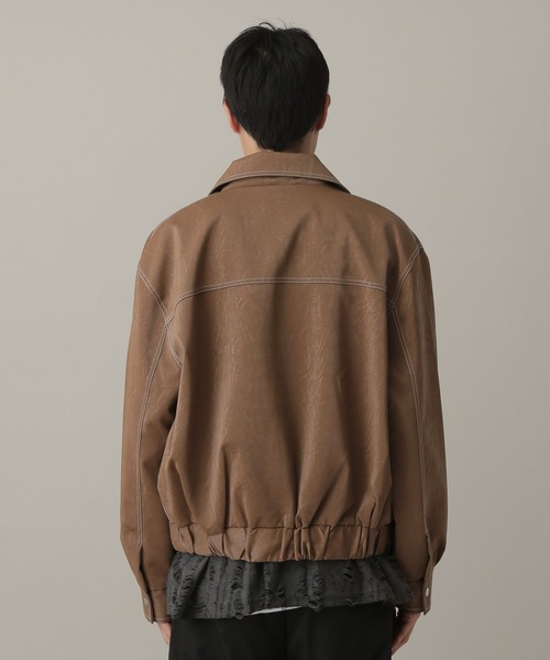 LAND MUSEUM(ランドミュージアム)の「LAND MUSEUM/ステッチレザーブルゾン(ブルゾン・メンズ・ブラック/ブラウン・MEDIUM/LARGE)」の16枚目の写真