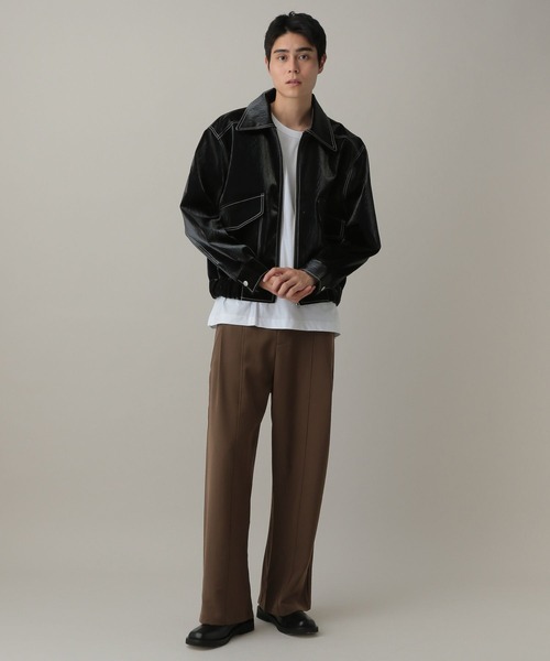 LAND MUSEUM(ランドミュージアム)の「LAND MUSEUM/ステッチレザーブルゾン(ブルゾン・メンズ・ブラック/ブラウン・MEDIUM/LARGE)」の17枚目の写真