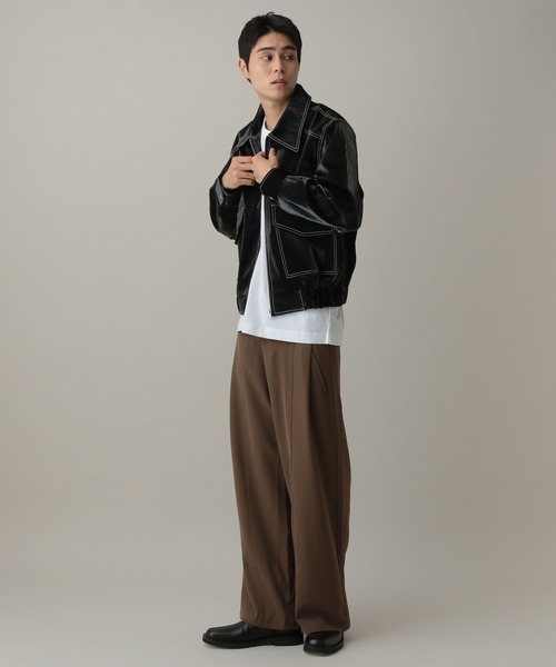 LAND MUSEUM(ランドミュージアム)の「LAND MUSEUM/ステッチレザーブルゾン(ブルゾン・メンズ・ブラック/ブラウン・MEDIUM/LARGE)」の18枚目の写真