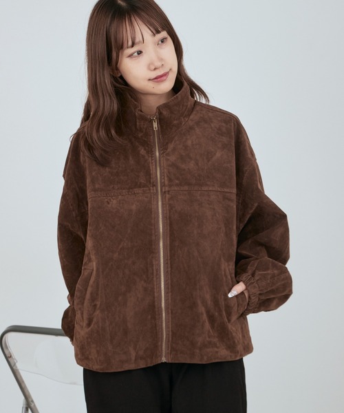 セール】フェイクスウェード スタンドカラー 2WAYブルゾン（ブルゾン