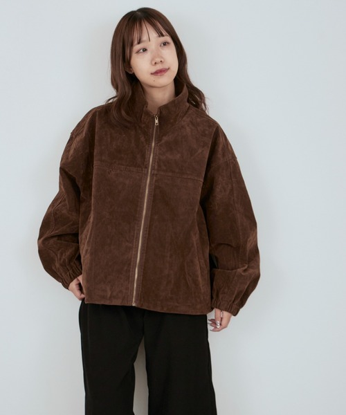 フェイクスウェード スタンドカラー 2WAYブルゾン（ブルゾン）｜AO2