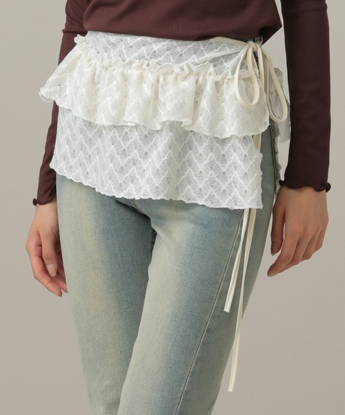 3.3 Field Trip (3.3フィールドトリップ)の「3.3 Field Trip/フルリレースラップスカート(ベルト・レディース・アイボリー/ブラック・FREE)」の1枚目の写真