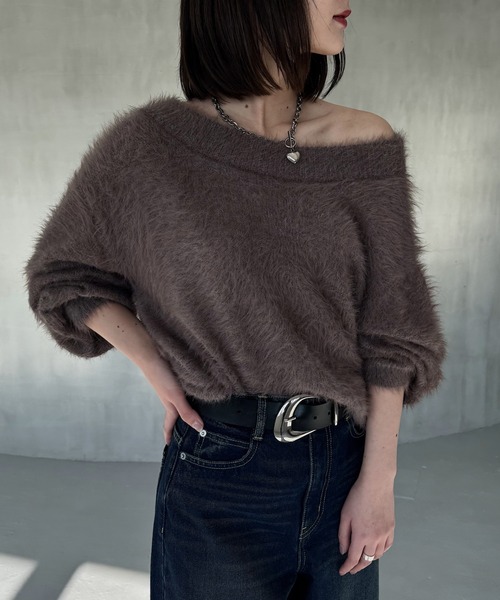 PAGEBOY（ページボーイ）の「【マルチWAYで使える】スリーピーシャギープルオーバー/ニット（ニット/セーター・レディース・グレー/オフホワイト/ブラック/ターコイズブルー/グレー系その他/ブラウン・FREE）」の5枚目の写真