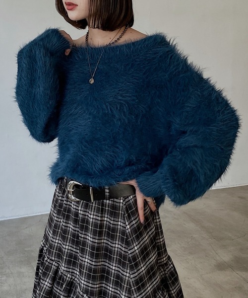 PAGEBOY（ページボーイ）の「【マルチWAYで使える】スリーピーシャギープルオーバー/ニット（ニット/セーター・レディース・グレー/オフホワイト/ブラック/ターコイズブルー/グレー系その他/ブラウン・FREE）」の6枚目の写真