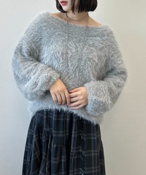 PAGEBOY（ページボーイ）の「【マルチWAYで使える】スリーピーシャギープルオーバー/ニット（ニット/セーター・レディース・グレー/オフホワイト/ブラック/ターコイズブルー/グレー系その他/ブラウン・FREE）」の7枚目の写真