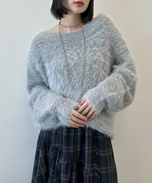 PAGEBOY（ページボーイ）の「【マルチWAYで使える】スリーピーシャギープルオーバー/ニット（ニット/セーター・レディース・グレー/オフホワイト/ブラック/ターコイズブルー/グレー系その他/ブラウン・FREE）」の9枚目の写真