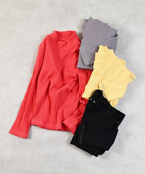 MARKEY'S（マーキーズ）の「裏起毛テレコハイネックトップス（Tシャツ/カットソー・キッズ・ブラック/イエロー/レッド/グレー・100/140/130/120/110/90/150）」の5枚目の写真