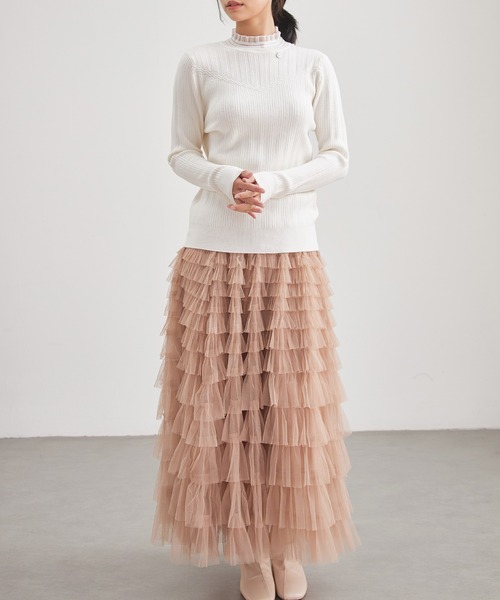 Lace Ladies(レースレディース)の「オフネック フリル チャーム付き ニット トップス(ニット/セーター・レディース・グレイッシュベージュ/ブラック/アイボリー/ダークグレー・FREE)」の17枚目の写真