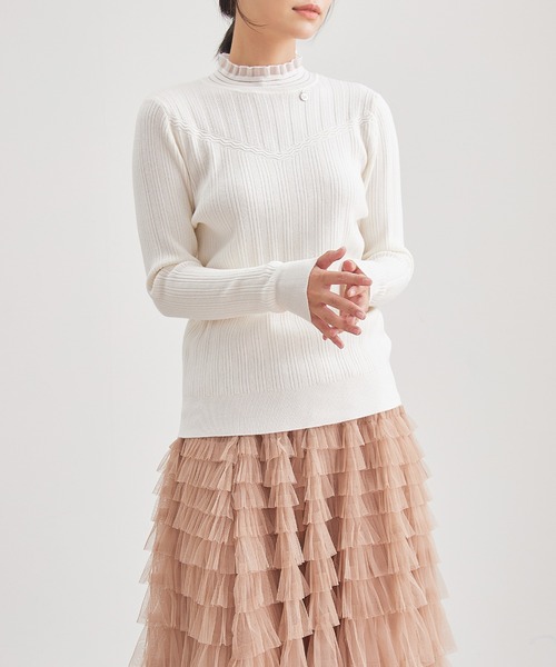 Lace Ladies(レースレディース)の「オフネック フリル チャーム付き ニット トップス(ニット/セーター・レディース・グレイッシュベージュ/ブラック/アイボリー/ダークグレー・FREE)」の19枚目の写真