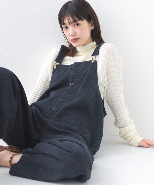 OMNES（オムネス）の「ランダムテレコタートルネック袖くしゅくしゅ長袖ニット（ニット/セーター・レディース・レッド/ダークグレー/ネイビー/ブラック/オフホワイト/ライトブラウン・FREE）」の2枚目の写真