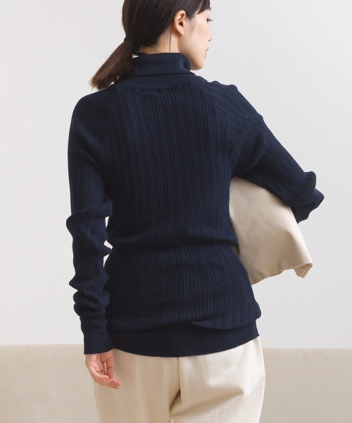 ランダムテレコタートルネック袖くしゅくしゅ長袖ニット（ニット