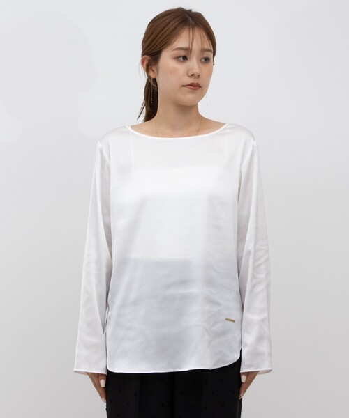 NOLLEY’S(ノーリーズ)の「◇【WEB限定】ウォッシャブルリラックスサテン長袖Tブラウス(シャツ/ブラウス・レディース・ホワイト・38)」の13枚目の写真