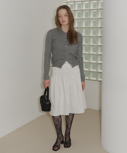 GIUNON(ジウノン)の「ladder lace gather skirt / ラダーレースギャザースカート(スカート・レディース・ベージュ/ブラック/ホワイト・FREE)」の5枚目の写真