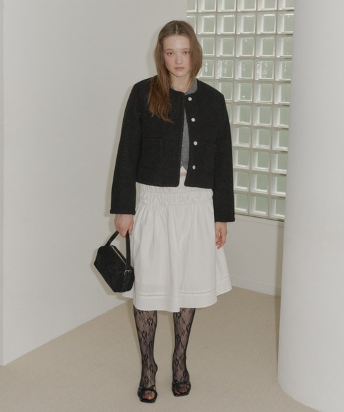 GIUNON(ジウノン)の「ladder lace gather skirt / ラダーレースギャザースカート(スカート・レディース・ベージュ/ブラック/ホワイト・FREE)」の9枚目の写真