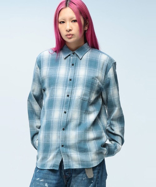 SAKAZEN（サカゼン）の「GLOVE HOUSE オンブレ フランネル チェック シャツ（シャツ/ブラウス・メンズ・ブラック/サックスブルー/ブルー/ホワイト/ベージュ・LL/M/L）」の4枚目の写真