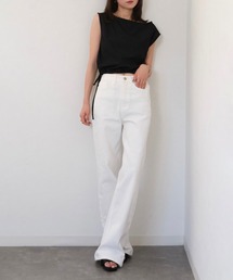 ベーシックハイライズデニム / ロング丈 脚長 シンプル 定番 モノトーン