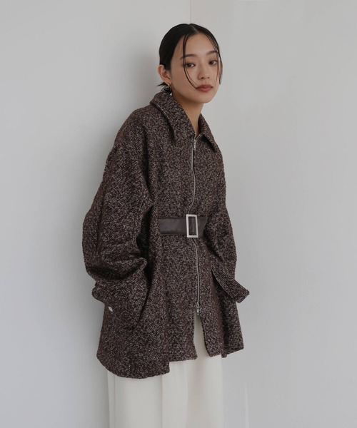 【タグ付】&LOVE　CLOSET　ツイードペプラムバルーンコート　L/LL タグ付】&LOVE CLOSET ツイードペプラムバルーンコート L/LL タグ付