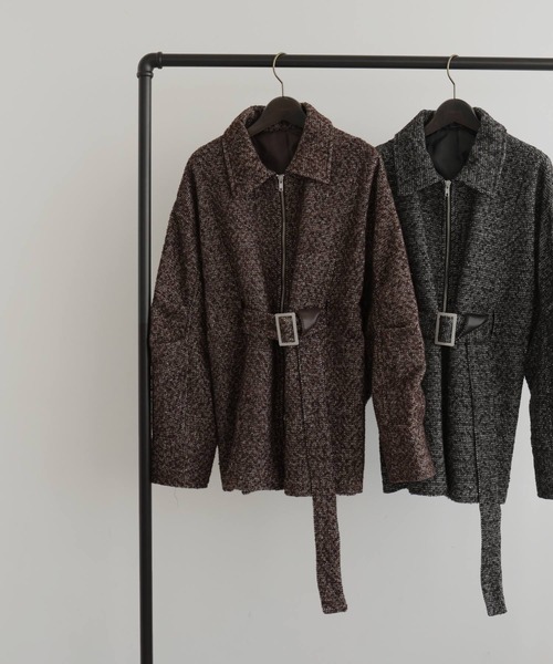 【タグ付】&LOVE　CLOSET　ツイードペプラムバルーンコート　L/LL タグ付】&LOVE CLOSET ツイードペプラムバルーンコート L/LL 25AW】I