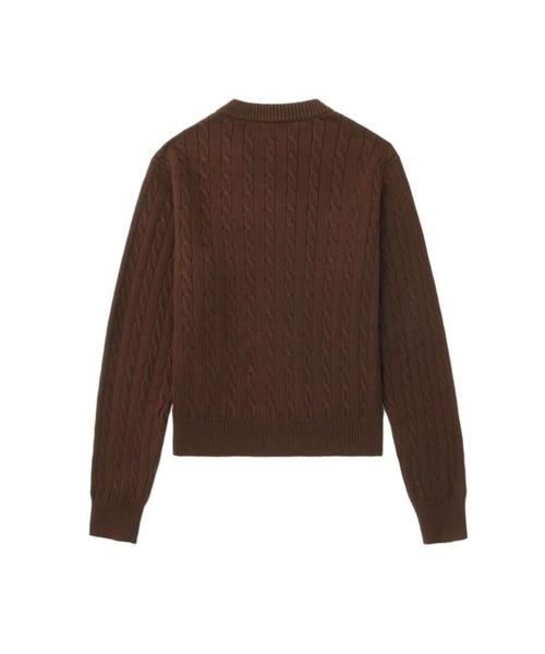 A BATHING APE(アベイシングエイプ)の「PU BADGE CABLE KNIT JUMPER(ニット/セーター・レディース・ネイビー/ベージュ/ブラウン・SMALL/X-SMALL)」の4枚目の写真