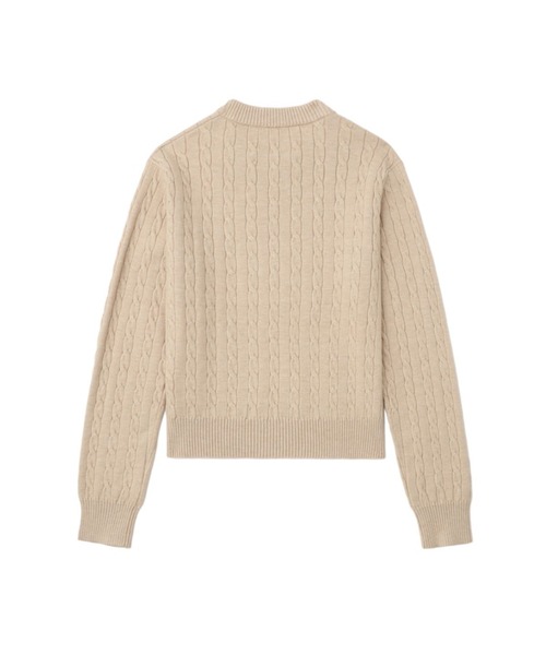 A BATHING APE(アベイシングエイプ)の「PU BADGE CABLE KNIT JUMPER(ニット/セーター・レディース・ネイビー/ベージュ/ブラウン・SMALL/X-SMALL)」の5枚目の写真