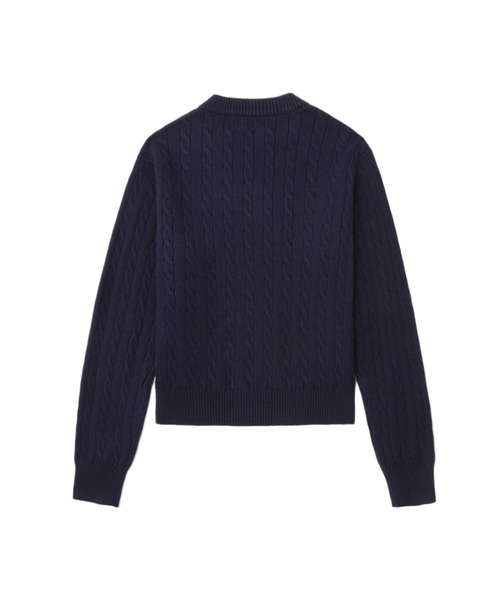 A BATHING APE(アベイシングエイプ)の「PU BADGE CABLE KNIT JUMPER(ニット/セーター・レディース・ネイビー/ベージュ/ブラウン・SMALL/X-SMALL)」の6枚目の写真