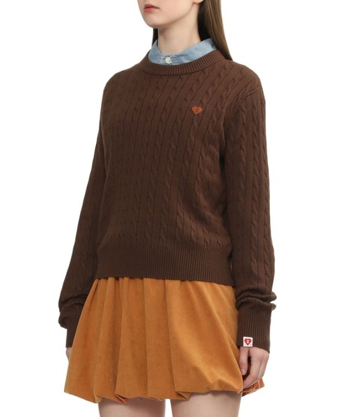 PU BADGE CABLE KNIT JUMPER（ニット/セーター）｜A BATHING APE（ア