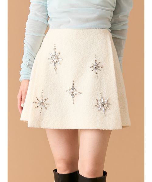 セール】[L.B CANDY STOCK]スノーフレークビジューミニスカート