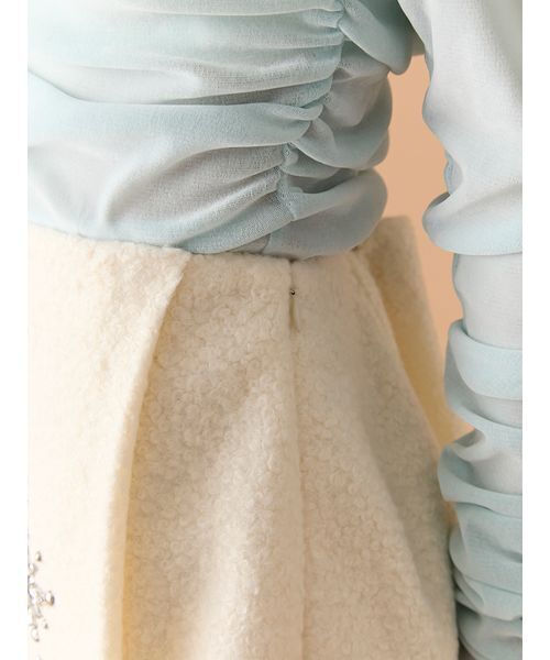 L.B CANDY STOCK]スノーフレークビジューミニスカート（スカート