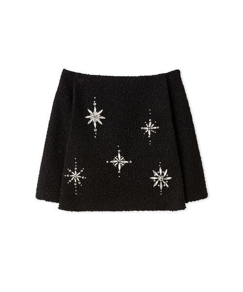 【試着のみ】LILY BROWN スノーフレークビジューミニスカート BLK 1 L.B CANDY STOCK]スノーフレークビジューミニスカート(Hearts2Hearts