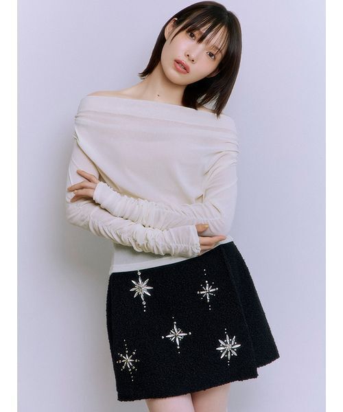 セール】[L.B CANDY STOCK]スノーフレークビジューミニスカート