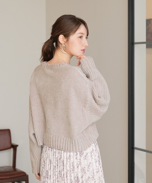 ASTORIA ODIER（アストリアオディール）の「ベロアモールアソートボタンカーディガン（カーディガン/ボレロ・レディース・ブラック/サックスブルー/ピンクベージュ/ホワイト・MEDIUM）」の6枚目の写真