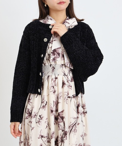 ASTORIA ODIER（アストリアオディール）の「ベロアモールアソートボタンカーディガン（カーディガン/ボレロ・レディース・ブラック/サックスブルー/ピンクベージュ/ホワイト・MEDIUM）」の17枚目の写真