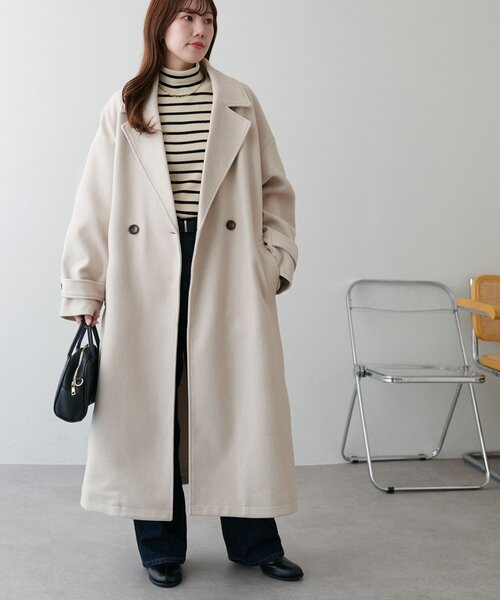 DISCOAT（ディスコート）の「【WEB限定】ダブルロングコート（チェスターコート・レディース・ブラウン/ダークブラウン/ホワイト/オフホワイト/チャコールグレー/ブラック・FREE）」の2枚目の写真