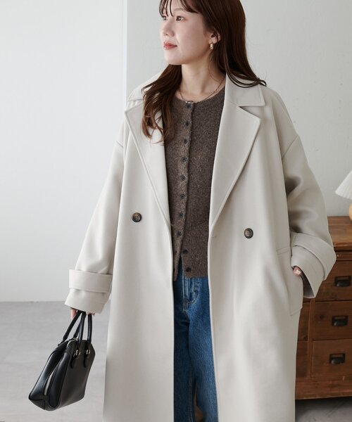 DISCOAT（ディスコート）の「【WEB限定】ダブルロングコート（チェスターコート・レディース・ブラウン/ダークブラウン/ホワイト/オフホワイト/チャコールグレー/ブラック・FREE）」の11枚目の写真