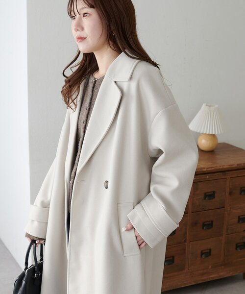 DISCOAT（ディスコート）の「【WEB限定】ダブルロングコート（チェスターコート・レディース・ブラウン/ダークブラウン/ホワイト/オフホワイト/チャコールグレー/ブラック・FREE）」の14枚目の写真