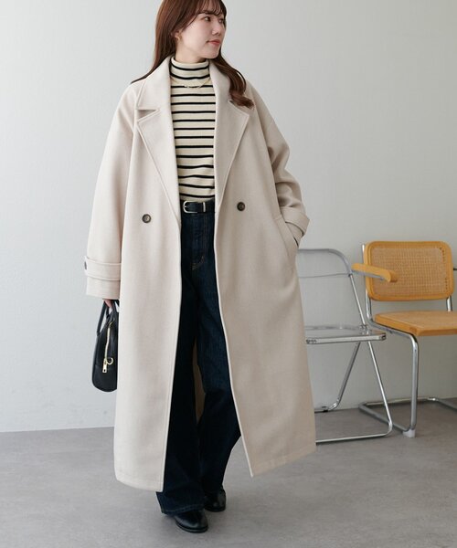 DISCOAT（ディスコート）の「【WEB限定】ダブルロングコート（チェスターコート・レディース・ブラウン/ダークブラウン/ホワイト/オフホワイト/チャコールグレー/ブラック・FREE）」の18枚目の写真