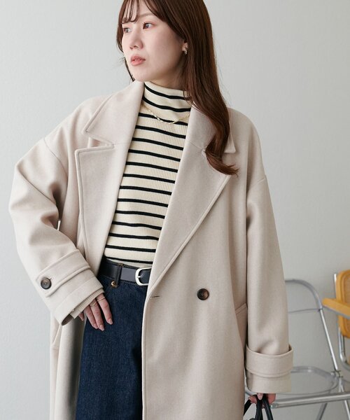 DISCOAT（ディスコート）の「【WEB限定】ダブルロングコート（チェスターコート・レディース・ブラウン/ダークブラウン/ホワイト/オフホワイト/チャコールグレー/ブラック・FREE）」の19枚目の写真