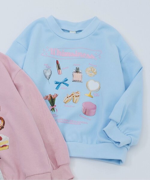 apres les cours（アプレレクール）の「【ジュニア対応】GIRLS転写モチーフトレーナー（スウェット・キッズ・サックスブルー/アイボリー/ピンク・80/90/100/110/120/130/140）」の3枚目の写真