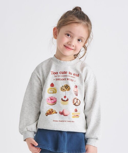 apres les cours（アプレレクール）の「【ジュニア対応】GIRLS転写モチーフトレーナー（スウェット・キッズ・サックスブルー/アイボリー/ピンク・80/90/100/110/120/130/140）」の2枚目の写真