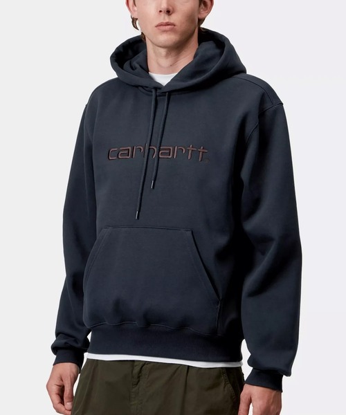 Carhartt WIP(カーハートダブリューアイピー)の「Carhartt WIP/カーハートダブリューアイピー HOODED CARHARTT SWEAT パーカー/プルオーバー フロント刺繍 I030547(パーカー・メンズ・ダークブラウン/ダークネイビー/グレー/ブラック・S/XL/L/M)」の4枚目の写真