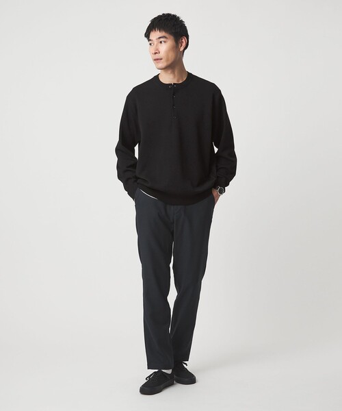 green label relaxing（グリーンレーベルリラクシング）の「ダブルフェイス ヘンリーネック ニット（ニット/セーター・メンズ・モカ/ネイビー/ブラック・M/XL/S/L）」の7枚目の写真