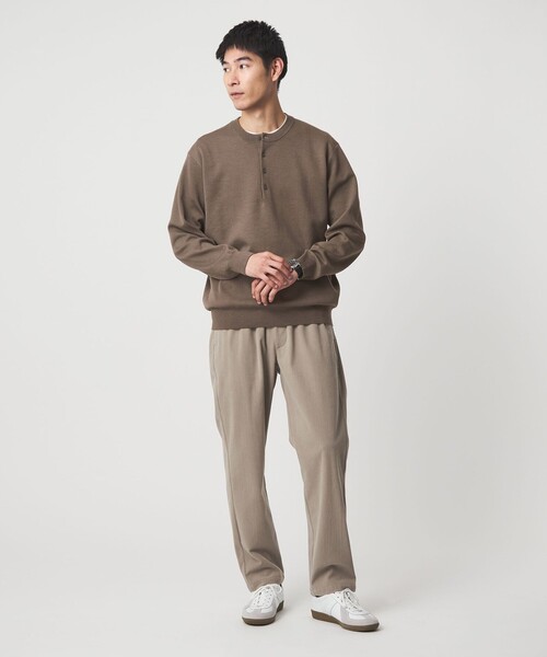 green label relaxing（グリーンレーベルリラクシング）の「ダブルフェイス ヘンリーネック ニット（ニット/セーター・メンズ・モカ/ネイビー/ブラック・M/XL/S/L）」の9枚目の写真