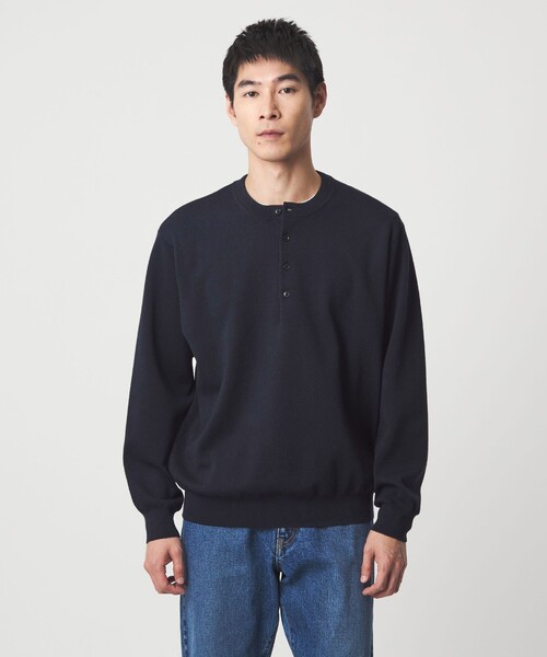 green label relaxing（グリーンレーベルリラクシング）の「ダブルフェイス ヘンリーネック ニット（ニット/セーター・メンズ・モカ/ネイビー/ブラック・M/XL/S/L）」の10枚目の写真