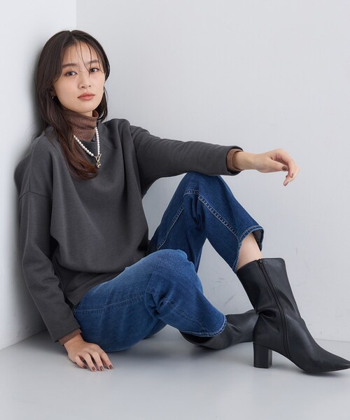 INDIVI（インディヴィ）の「【SETUP可能／洗える／UVケア】ライトジャージ ボトルネックトップス（Tシャツ/カットソー・レディース・オフホワイト/サックスブルー/ブラック/ダークグレー・05/13/15 /19/34/38）」の18枚目の写真