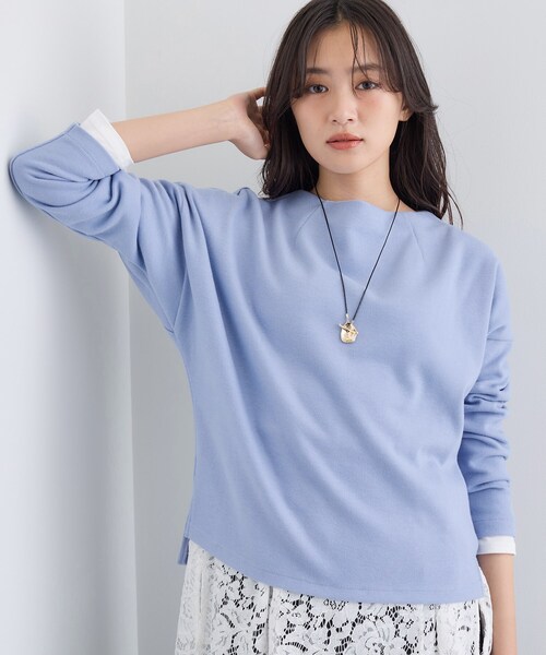 INDIVI（インディヴィ）の「【SETUP可能／洗える／UVケア】ライトジャージ ボトルネックトップス（Tシャツ/カットソー・レディース・オフホワイト/サックスブルー/ブラック/ダークグレー・05/13/15 /19/34/38）」の8枚目の写真