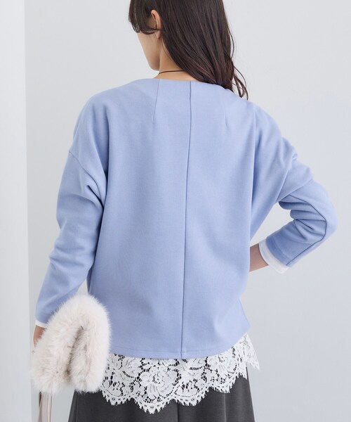 INDIVI（インディヴィ）の「【SETUP可能／洗える／UVケア】ライトジャージ ボトルネックトップス（Tシャツ/カットソー・レディース・オフホワイト/サックスブルー/ブラック/ダークグレー・05/13/15 /19/34/38）」の7枚目の写真